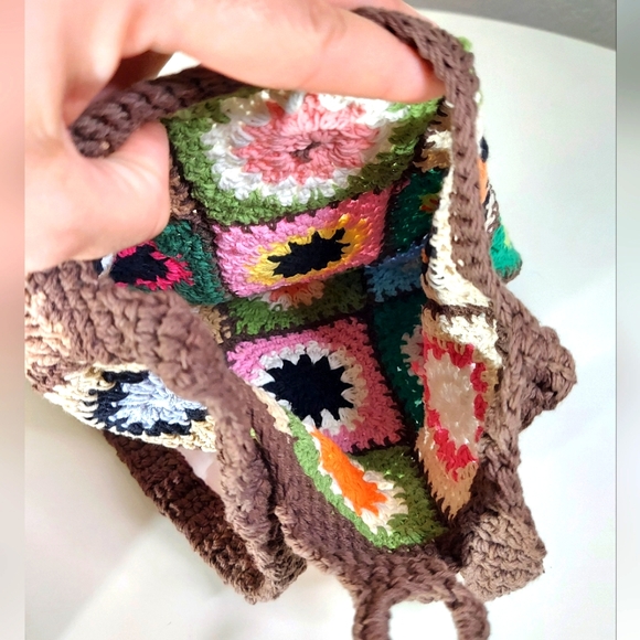 Crochet Handmade Multicolor Granny Square Open Knit Crossbody Bag Lot - Picture 13 of 15